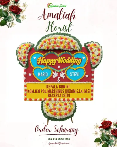 Karangan Papan Bunga Pernikahan rejosari